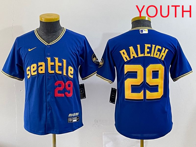 Youth Seattle Mariners #29 Raleigh Blue City Edition 2025 Nike MLB Jersey style 3->youth mlb jersey->Youth Jersey